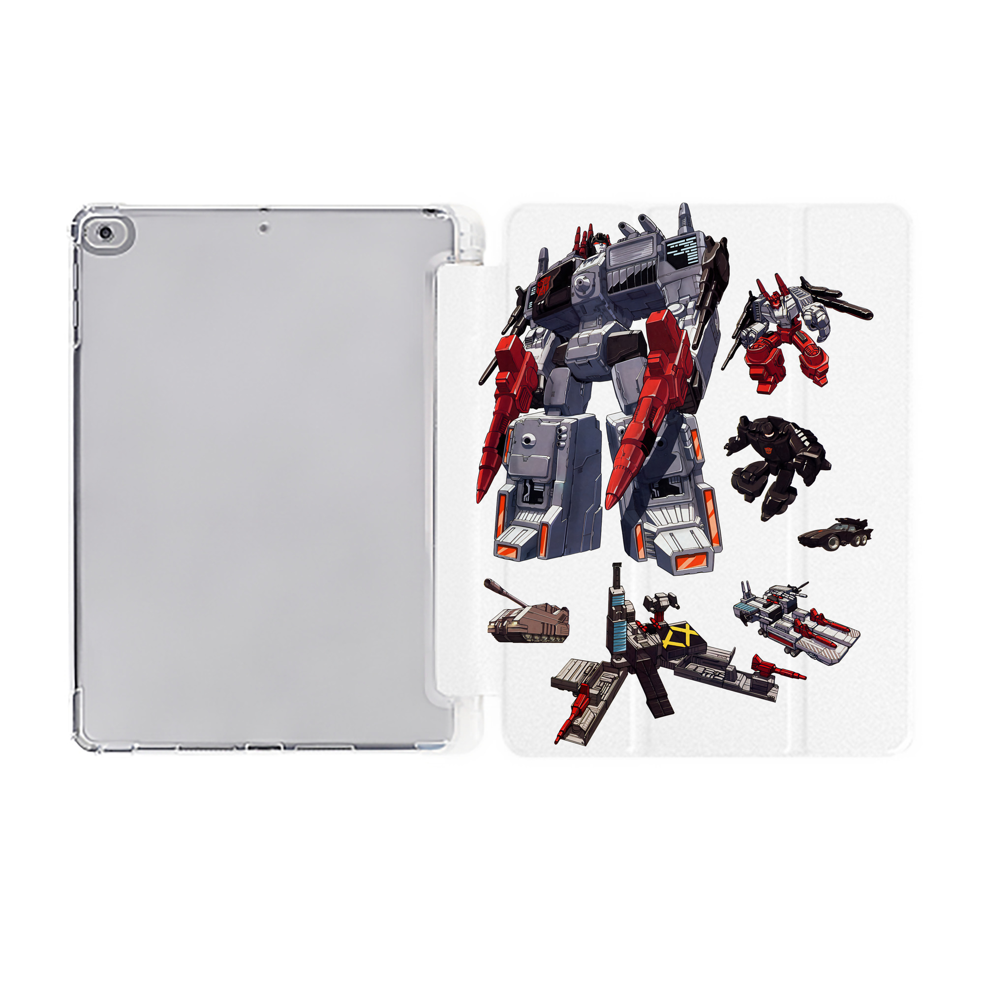 （画像用） Transformers トランスフォーマー IPad ケース ペン収納付き 三つ折りスタンド PUレザー×シリコン 対応機種9.5/10.5/10.9インチ